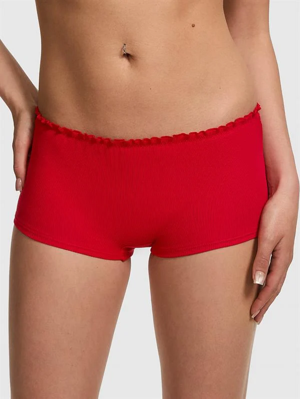 Pink Pamuklu Arkadan Baglamali Boyshort Kulot ön görünüm