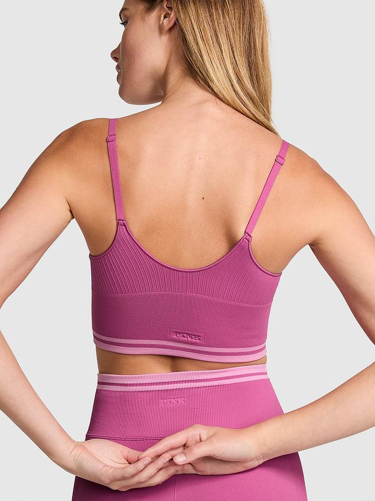 Pink Seamless Longline Sporcu Sütyeni arka görünümü