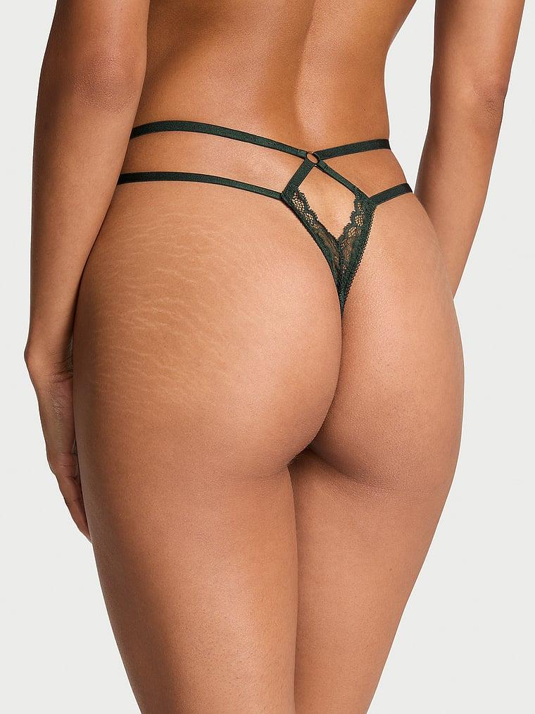 Gul Dantelli Crotchless Tanga arka görünümü