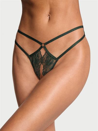 Gul Dantelli Crotchless Tanga