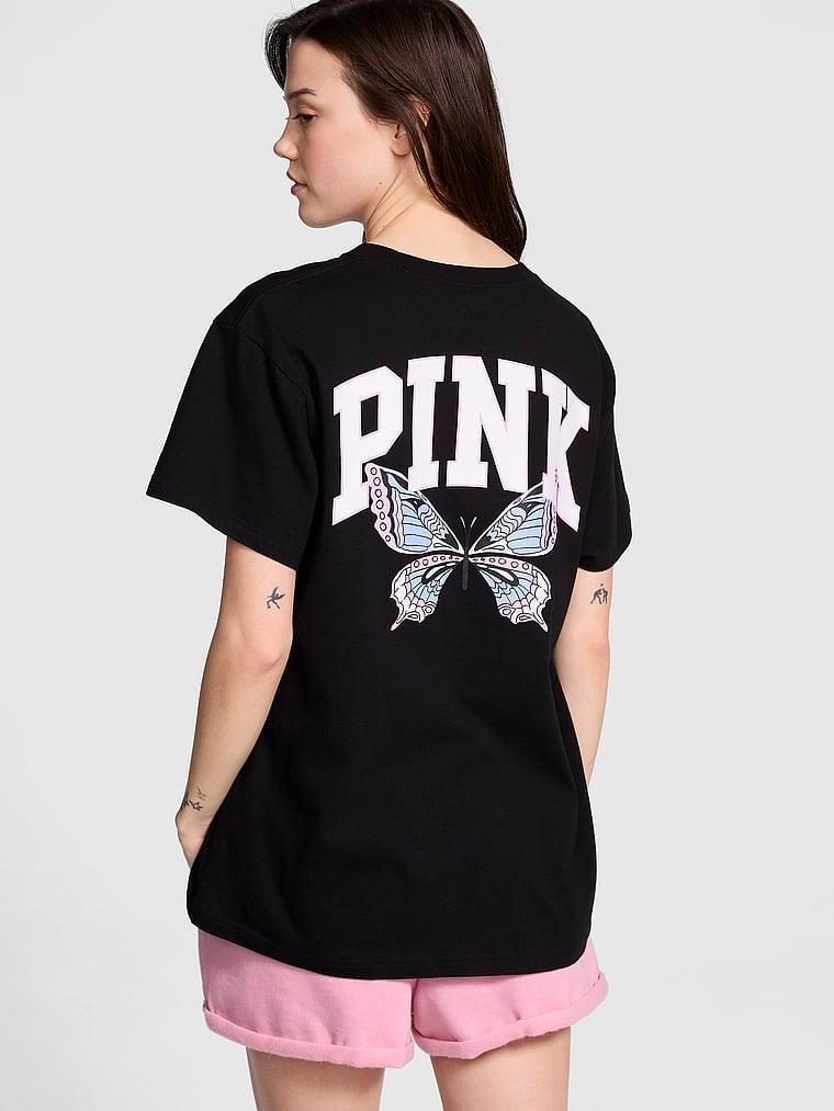 Pink Oversize Kısa Kollu Kampus Tisort arka görünümü