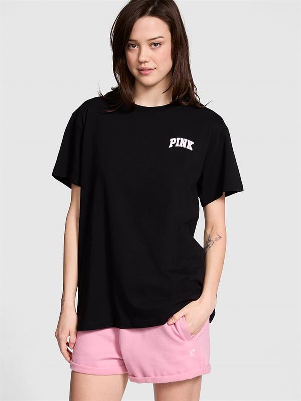 Pink Oversize Kısa Kollu Kampus Tisort