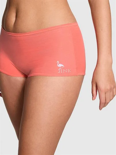 Pink Logolu Pamuklu Boyshort Kulot