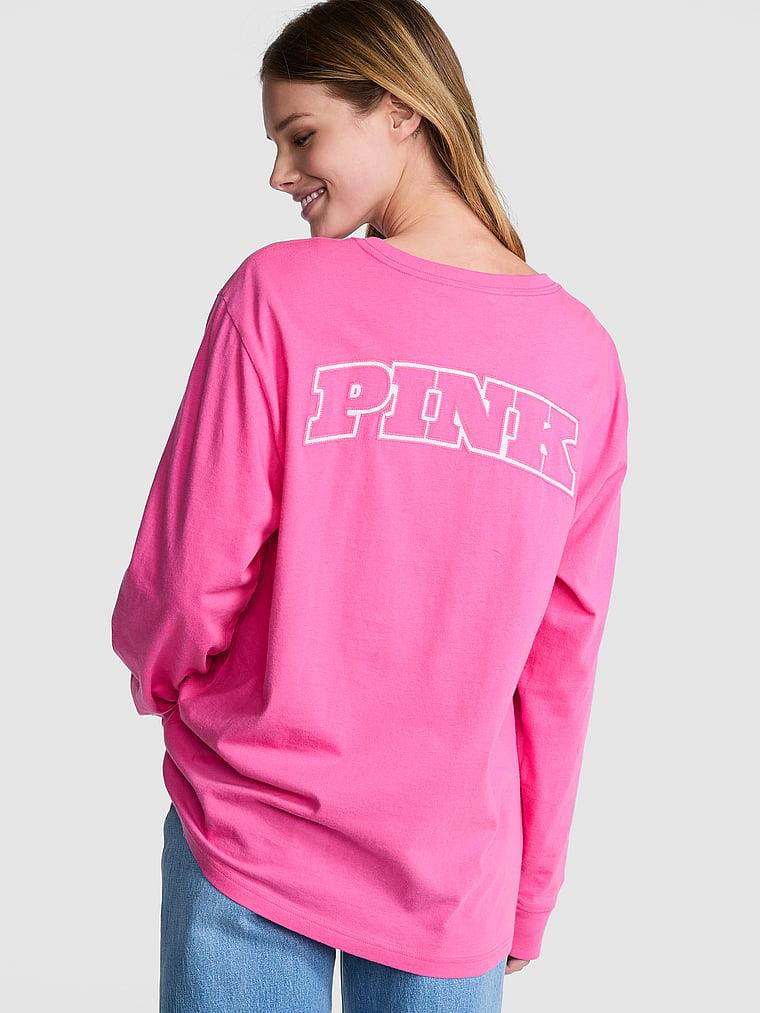 Pink Kampus Pamuklu Uzun Kollu Tisort arka görünümü