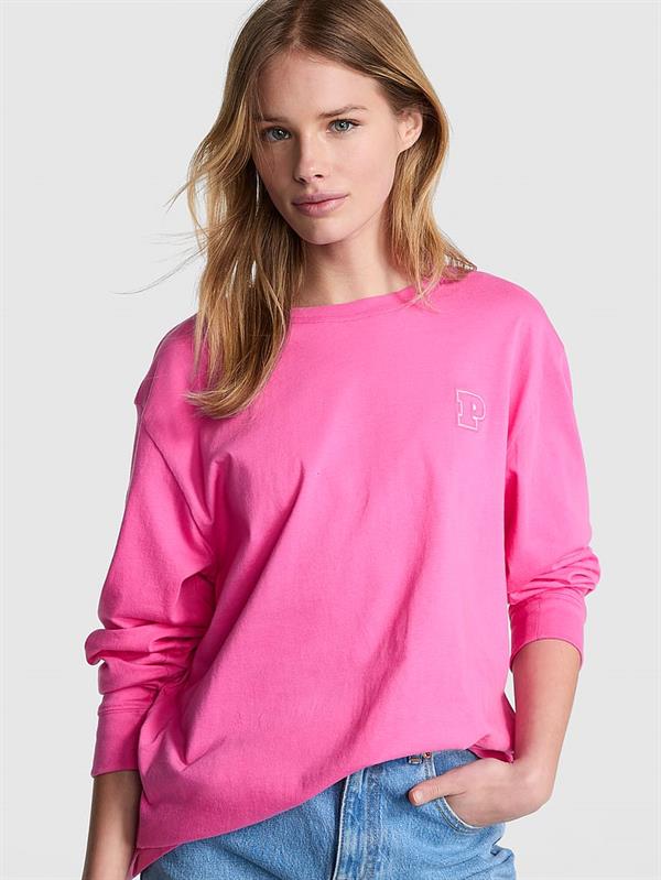 Pink Kampus Pamuklu Uzun Kollu Tisort