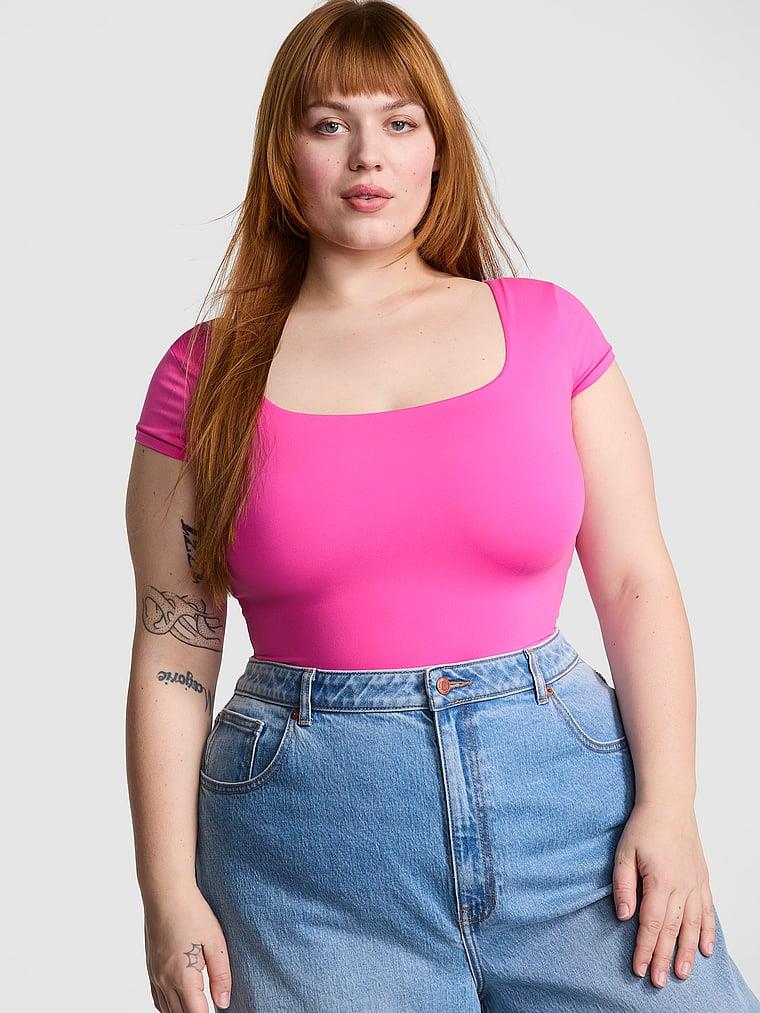 Pink Base Esnek Kısa Kollu Tisort arka görünümü