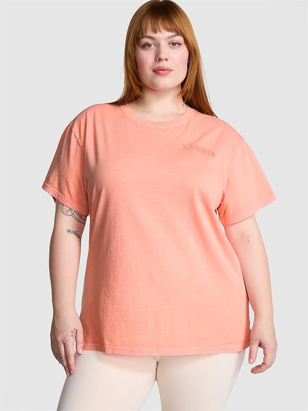 Pink Oversize Kısa Kollu Kampus Tisort
