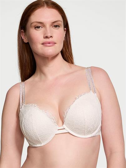 Işıltılı Cift Askili Dantelli Push Up Sütyen