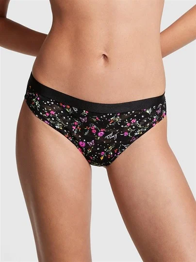 Victorias S Secret Pink Tossed Cicek Dantelli Tanga ön görünüm