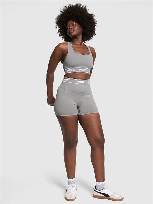 Pink Seamless Logolu Biker Tayt
