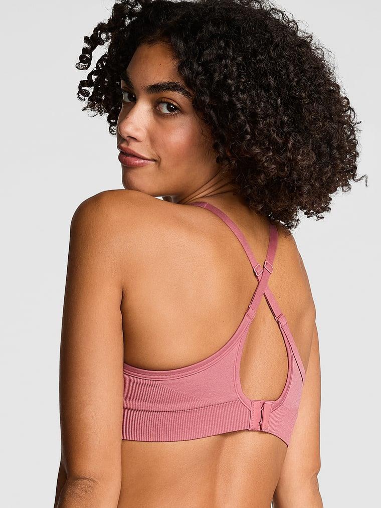 Pink Seamless Air Hafif Destekli Sporcu Sütyeni arka görünümü