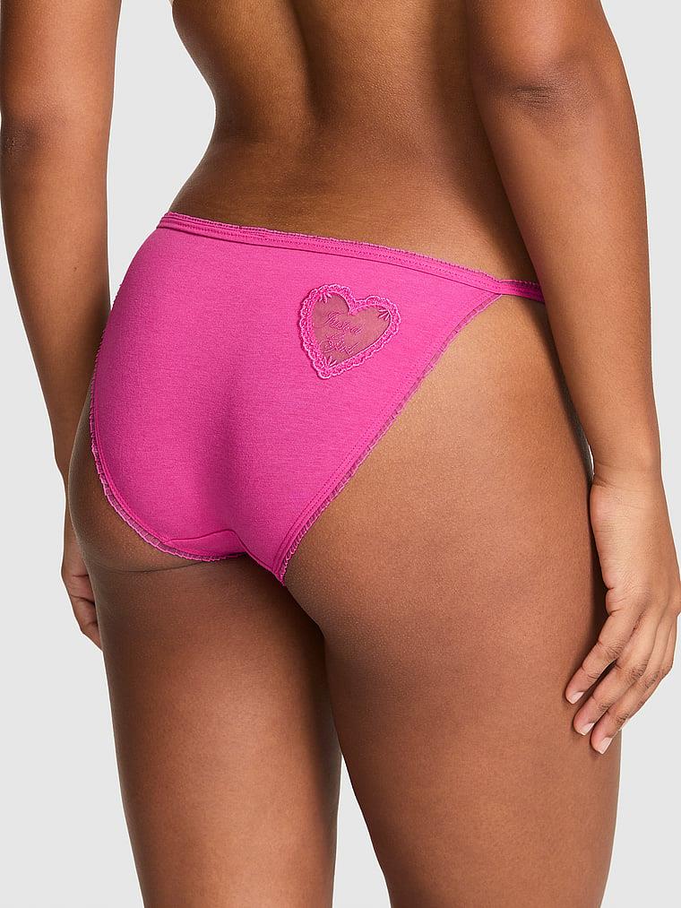Pink Pamuklu String Bikini Kulot arka görünüm