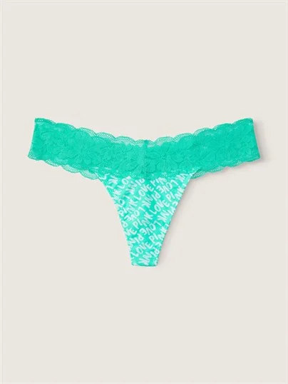 Victorias S Secret Pink Everyday Beli Dantelli Tanga ön görünüm