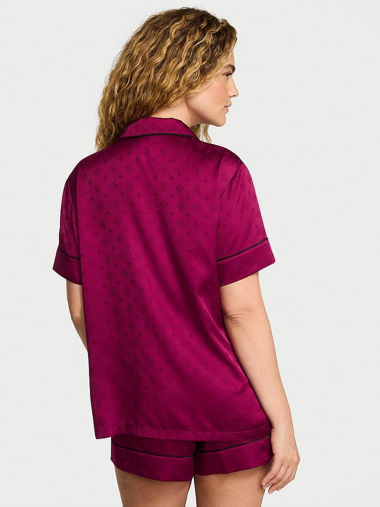 Glazed Saten Sortlu Pijama Takimi arka görünümü