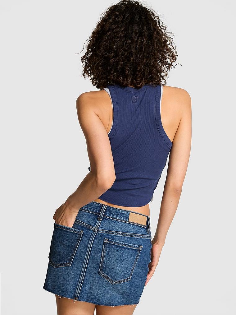 Pink Denim Mini Etek arka görünüm