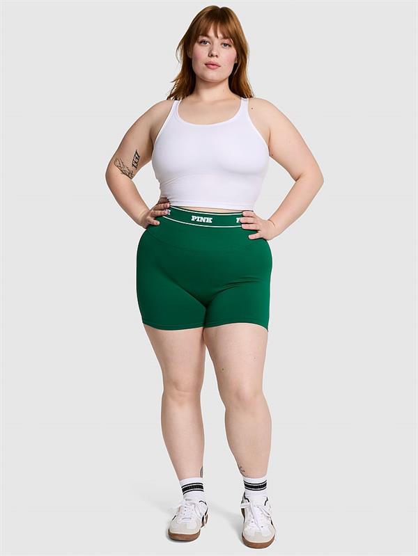 Pink Seamless Logolu Biker Tayt