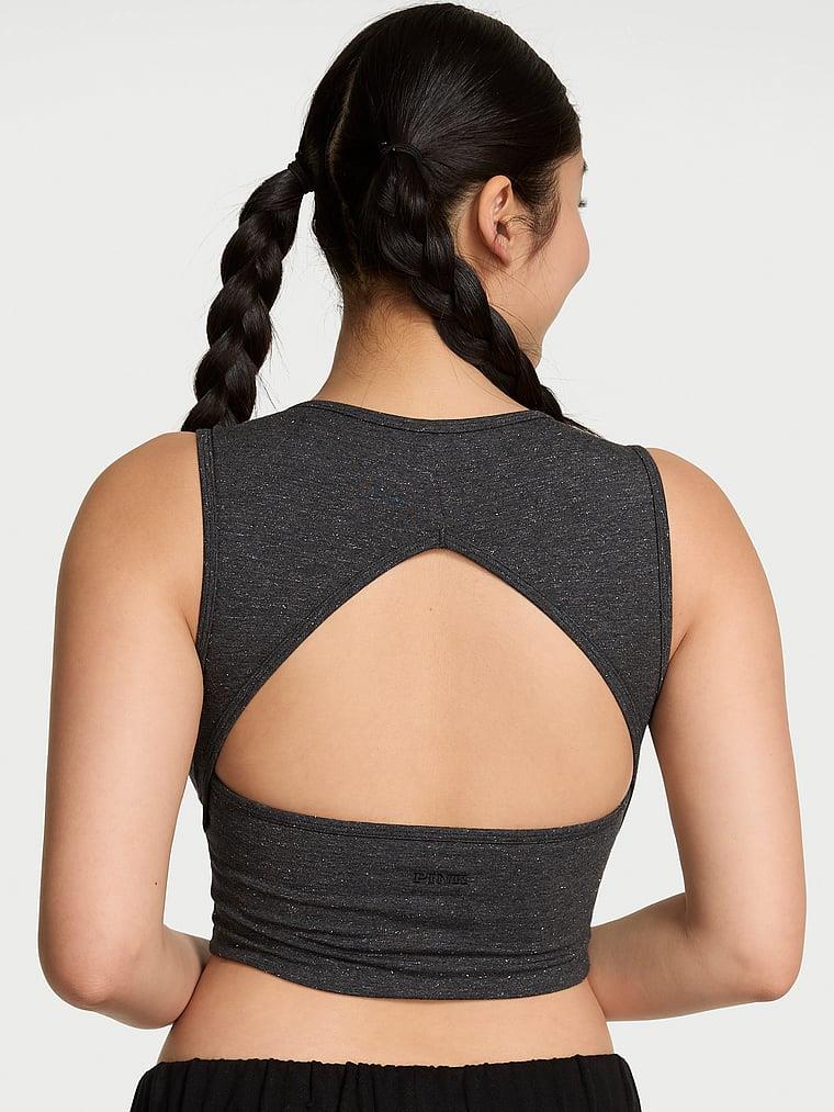 Pink All Day Pamuklu Henley Sporcu Sütyeni arka görünümü