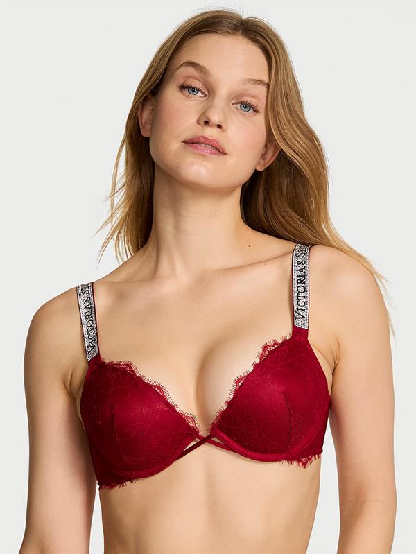 Işıltılı Askili Dantelli Push Up Sütyen