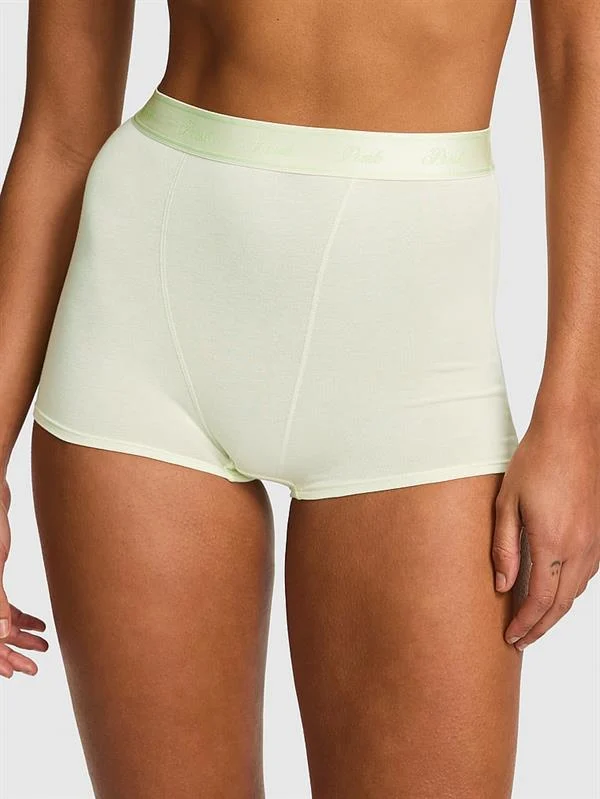Pink Logolu Pamuklu Yüksek Bel Boyshort Kulot ön görünüm