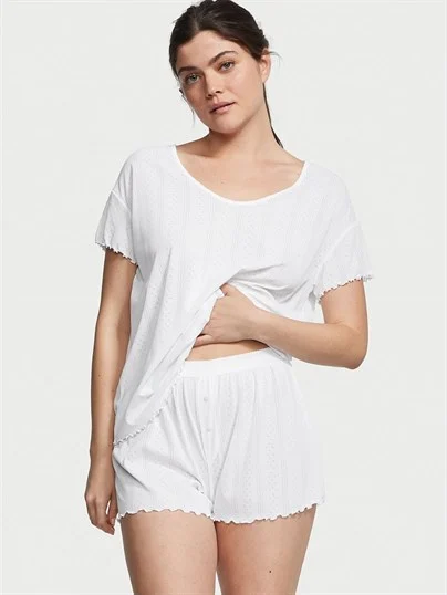 Pointelle Kısa Pijama Takimi ön görünüm