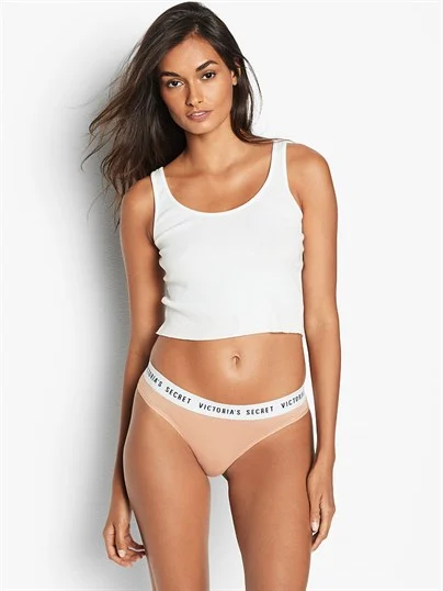 Victorias Secret Logo Tanga Kulot ön görünüm