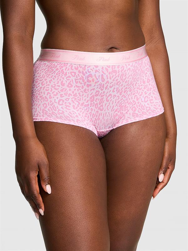 Pink Logolu Pamuklu Boyshort Kulot