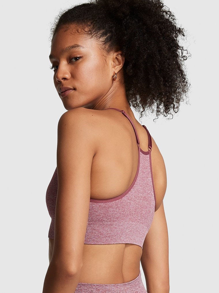 Pink Seamless Racerback Sporcu Sütyeni arka görünüm