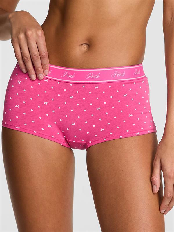 Pink Logolu Pamuklu Boyshort Kulot
