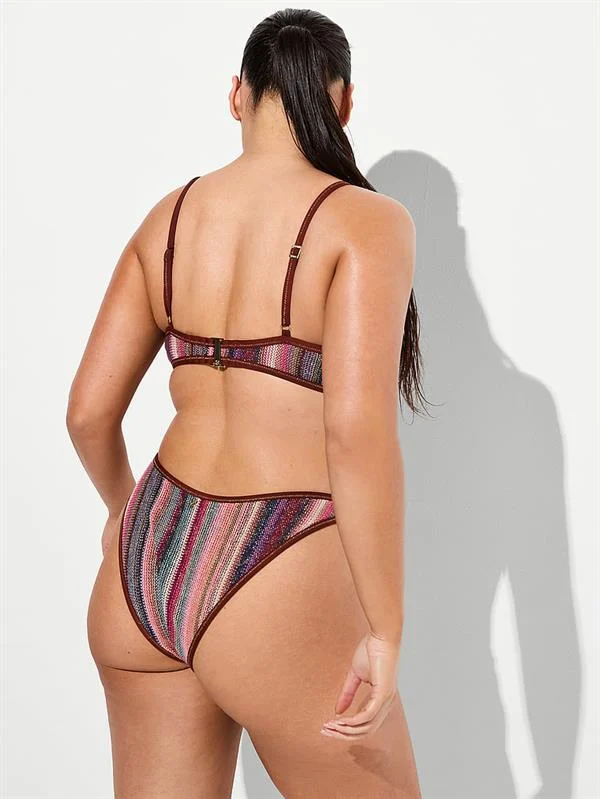 Işıltılı Cizgili Brazilian Bikini Alti