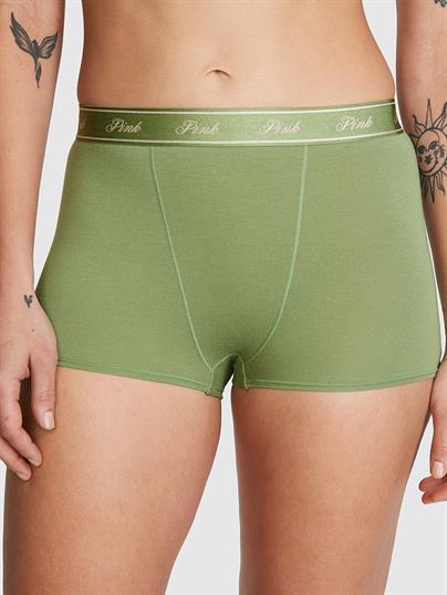 Pink Logolu Pamuklu Yüksek Bel Boyshort Kulot