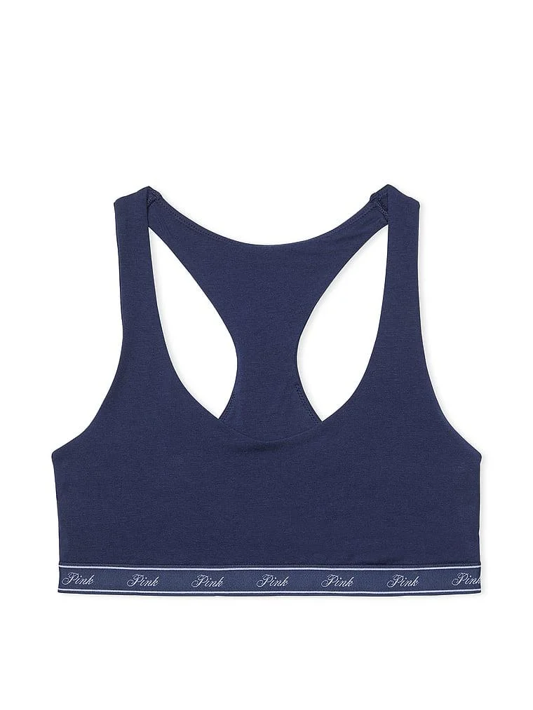 Pink Pamuklu Racerback Logolu Bralet arka görünüm