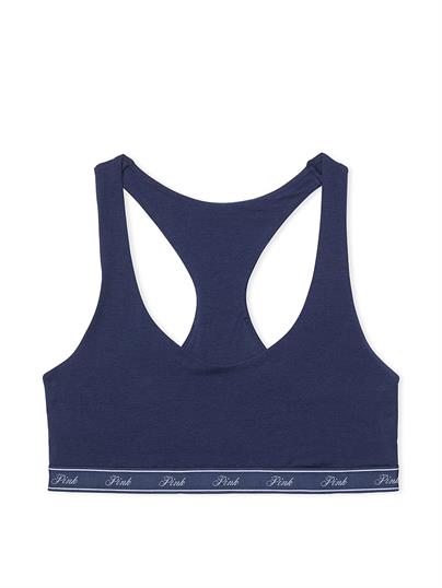 Pink Pamuklu Racerback Logolu Bralet