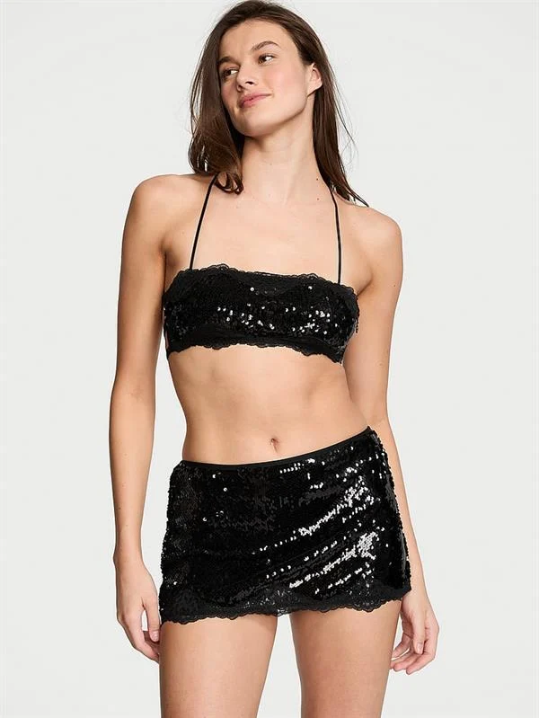 Payetli Bralet Ve Mini Etek Takim
