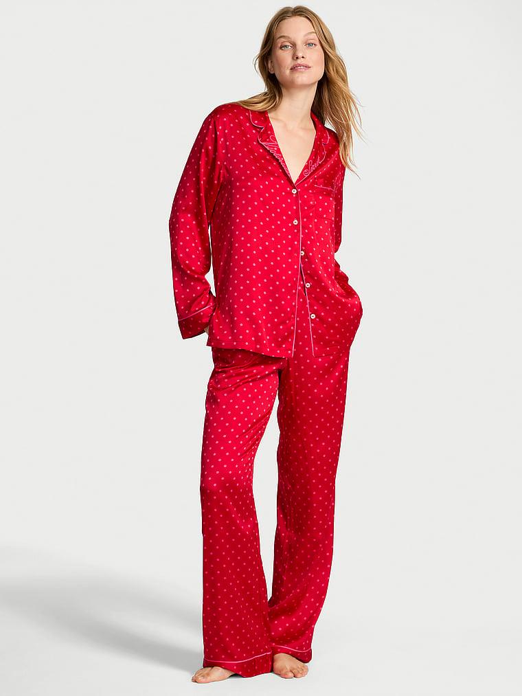 Glazed Saten Uzun Pijama Takimi arka görünümü