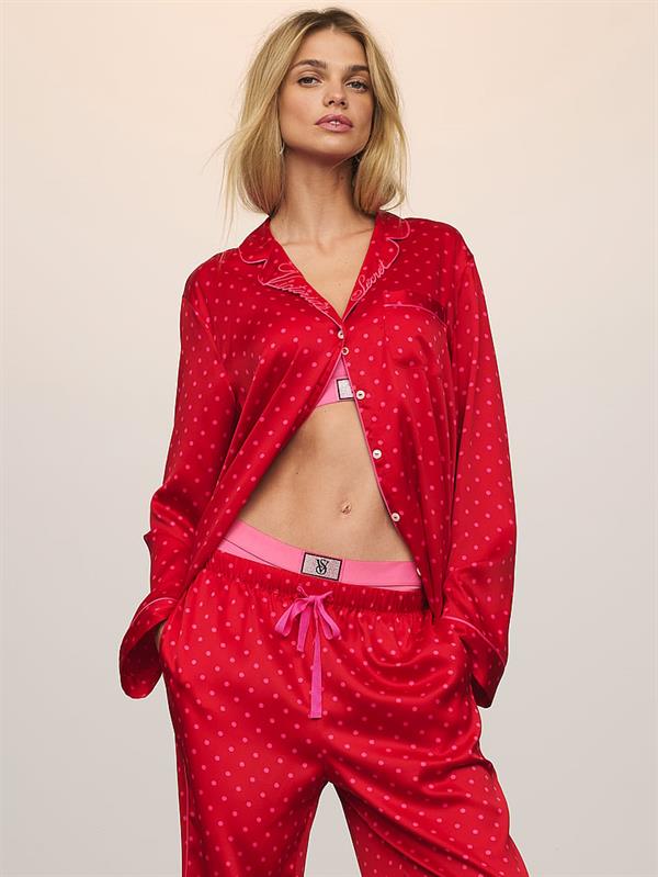 Glazed Saten Uzun Pijama Takimi ön görünüm