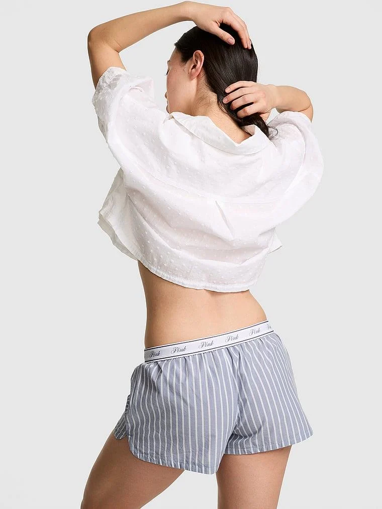 Pink Bol Kesimli Pamuklu Pijama Sortu arka görünüm