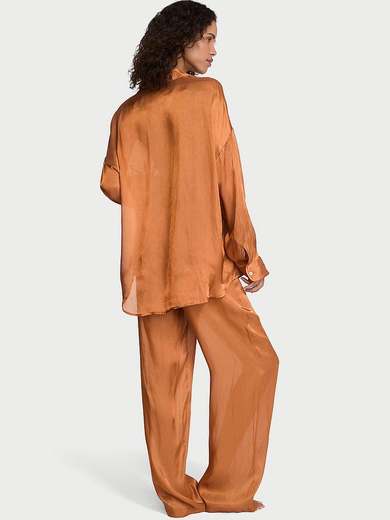 Transparan Saten Uzun Pijama Takimi arka görünümü