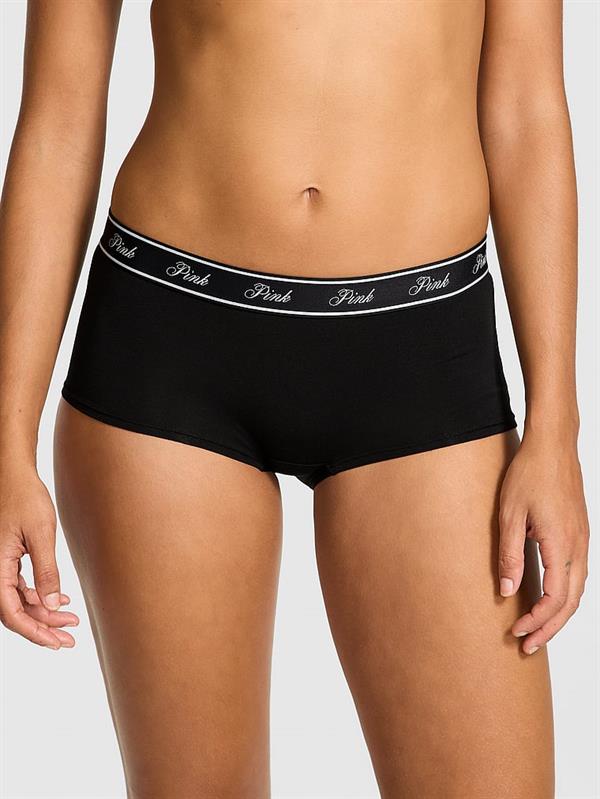 Pink Logolu Pamuklu Boyshort Kulot