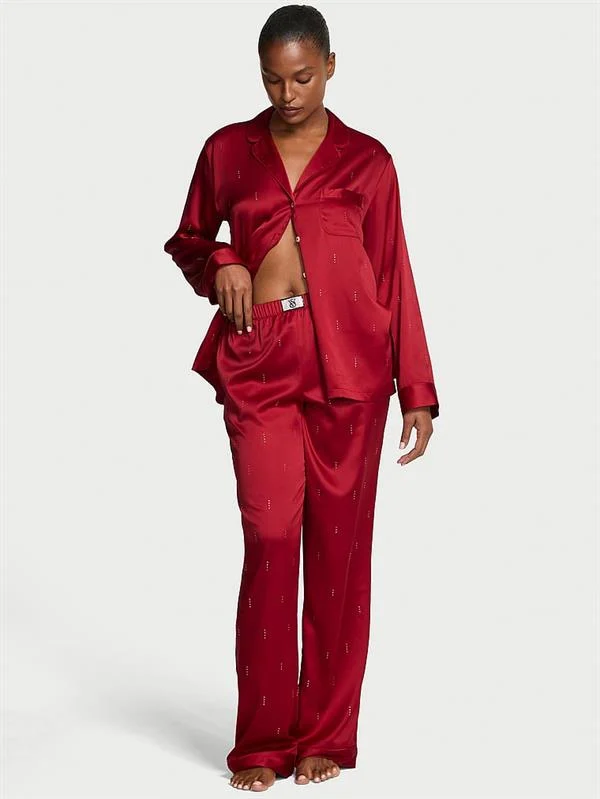 Glazed Saten Uzun Pijama Takimi