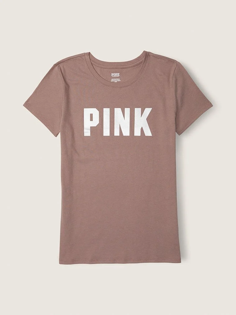 Pink Kısa Kollu Bisiklet Yaka Mukemmel T Shirt arka görünüm