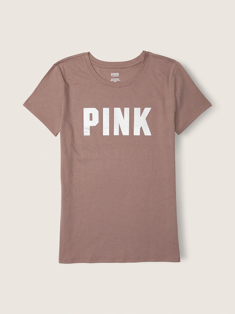Pink Kısa Kollu Bisiklet Yaka Mukemmel T Shirt arka görünümü