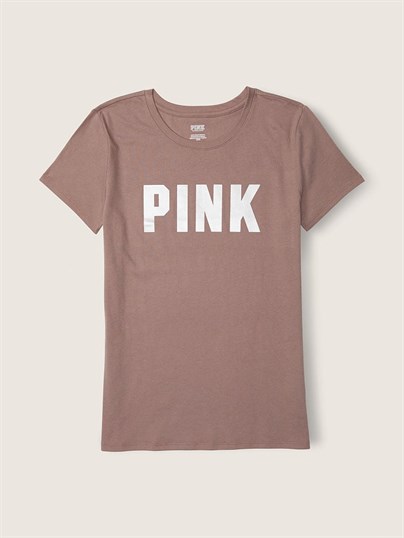 Pink Kısa Kollu Bisiklet Yaka Mukemmel T Shirt