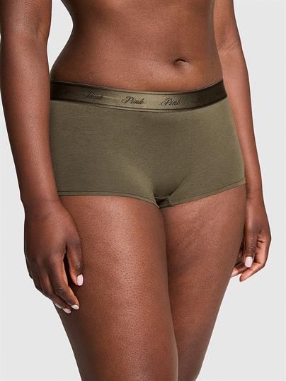 Pink Logolu Pamuklu Boyshort Kulot