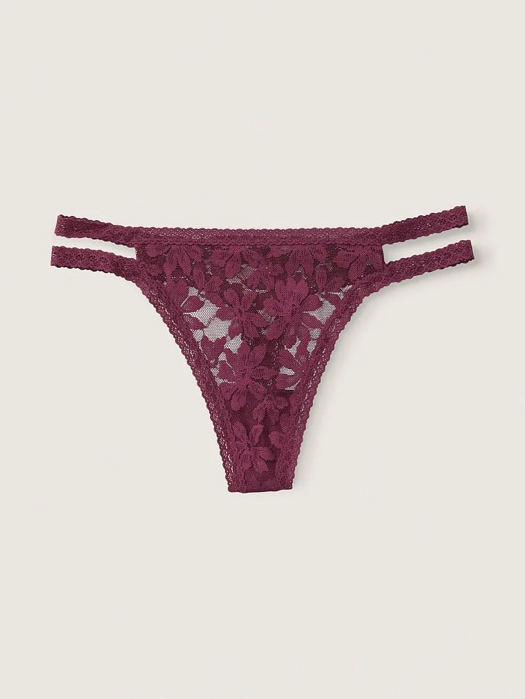 Pink Dantel Seritli Tanga Kulot arka görünüm