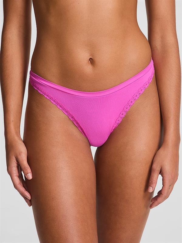 Pink Seamless Derin Bacak Kesim Tanga