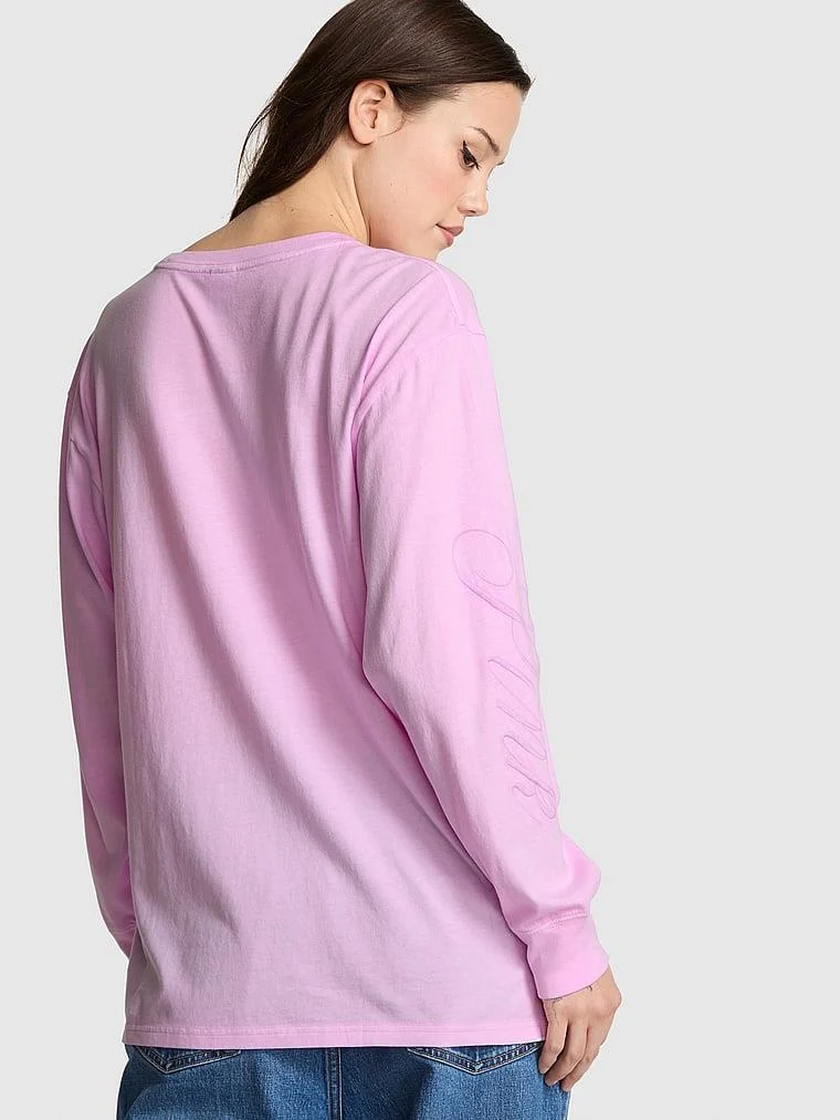 Pink Pamuklu Uzun Kollu Tisort arka görünüm