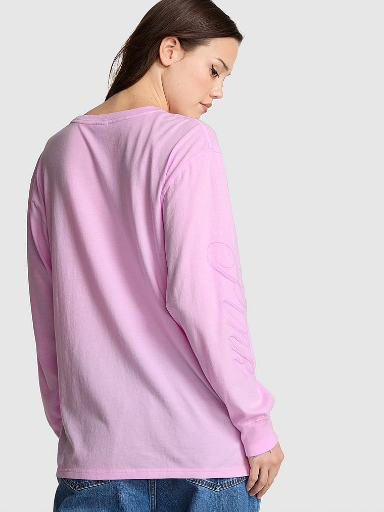 Pink Pamuklu Uzun Kollu Tisort arka görünümü