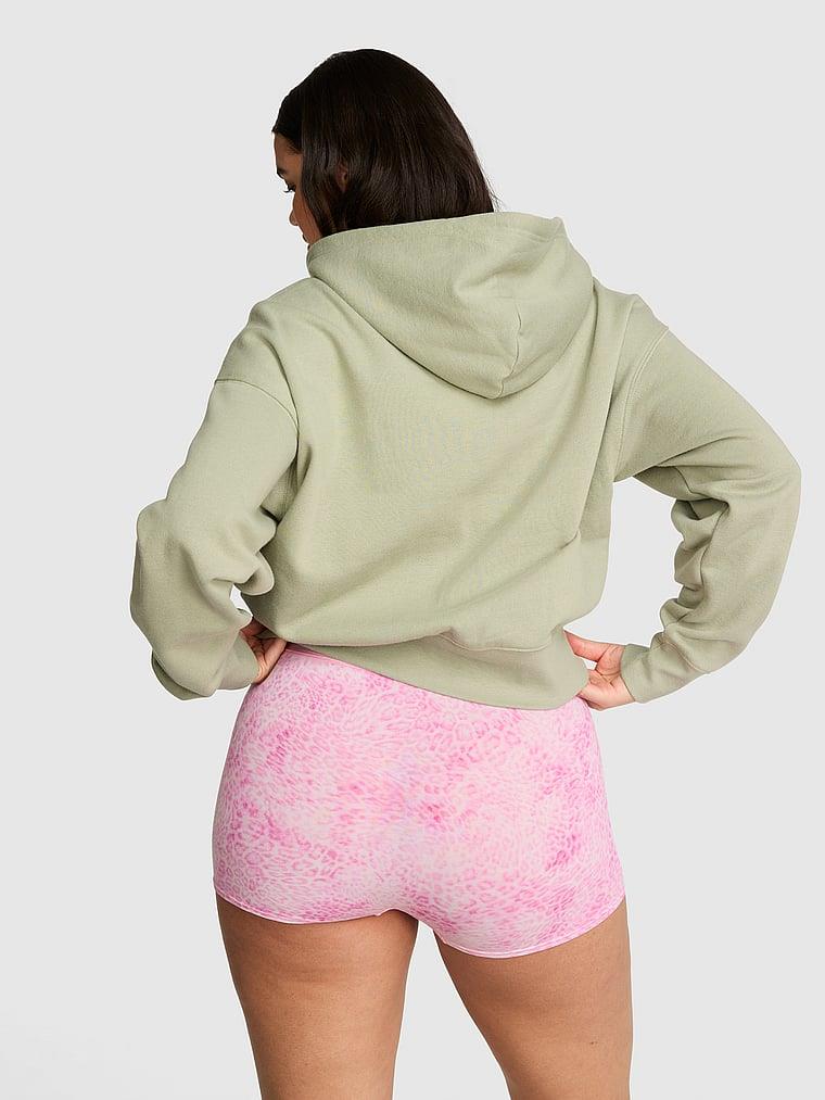 Pink Dar Kesim Fermuarli Kapusonlu Sweatshirt arka görünümü