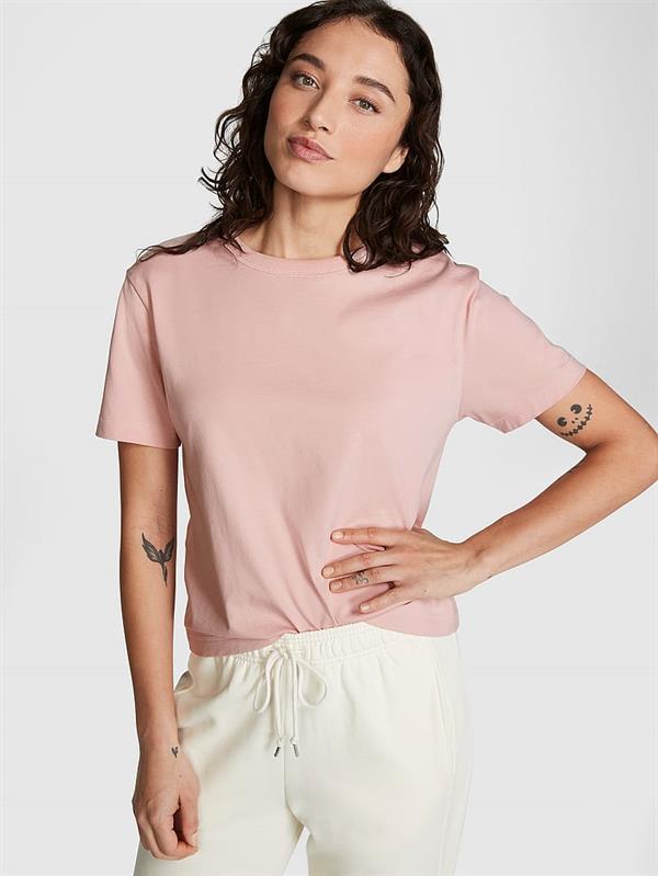 Pink Elevated Pamuklu Klasik Tisort