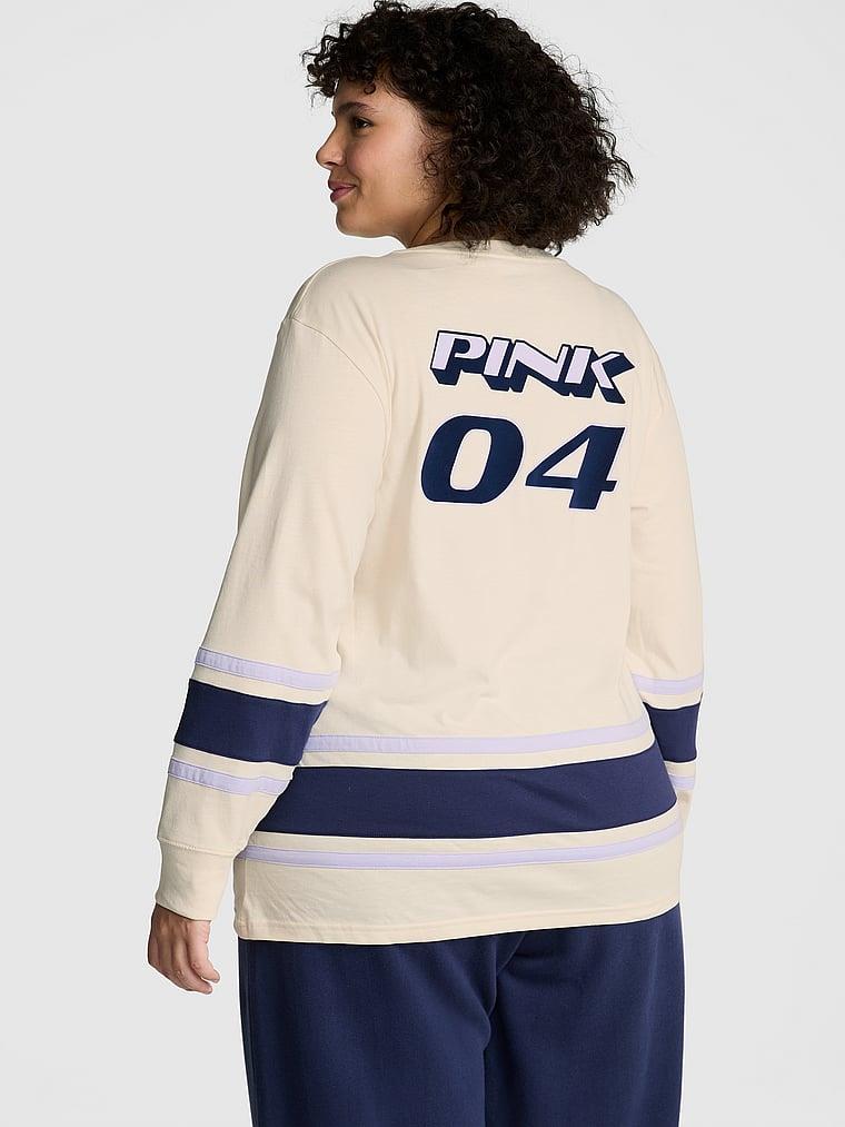 Pink Pamuklu Uzun Kollu Hokey Tisortu arka görünümü
